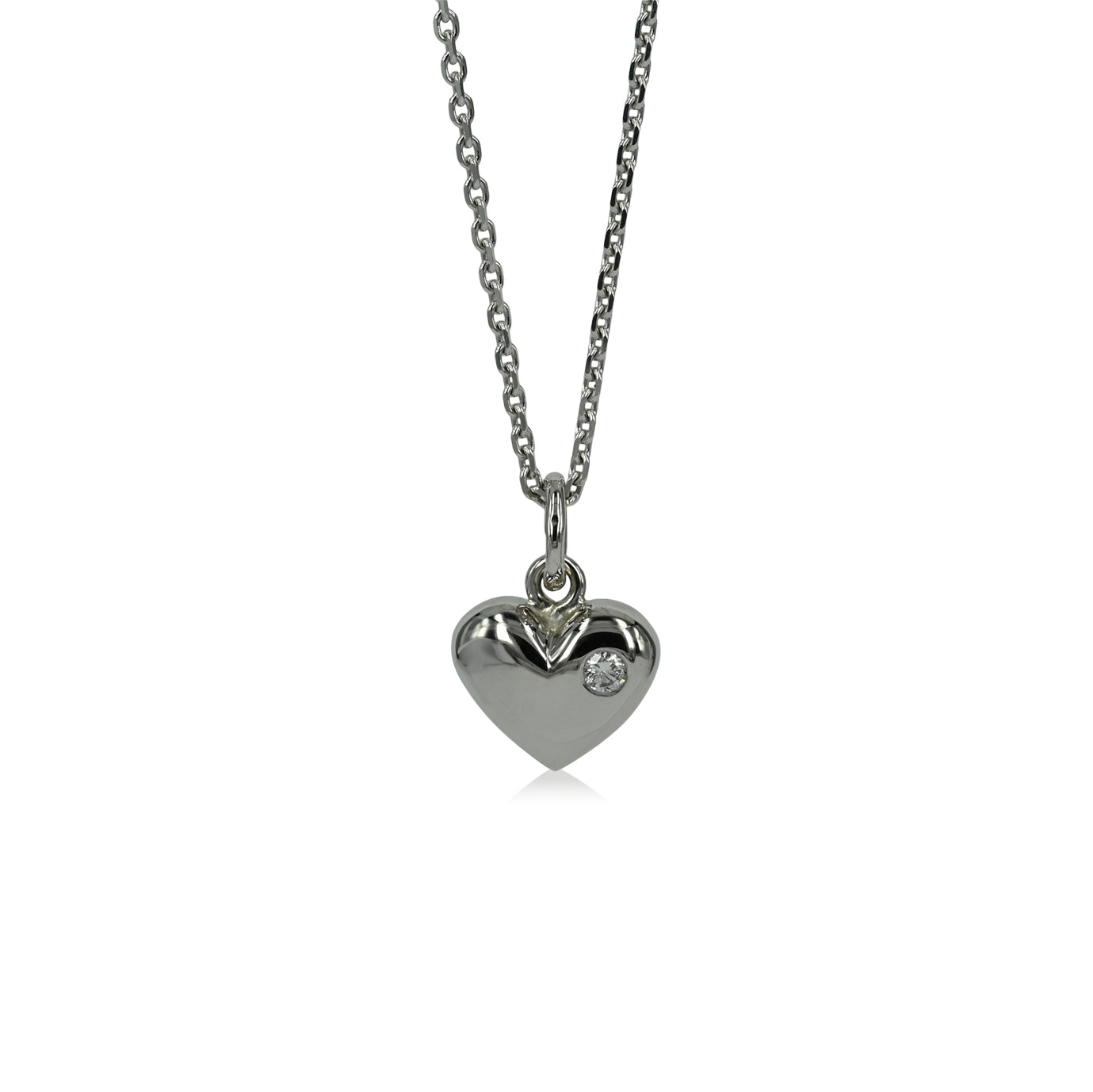 Love - 14 kt. Hvidgulds hjerte med diamant